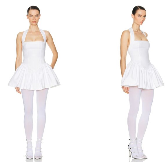 Helsa - Faille Halter Mini Dress in White by Helsa - Picture 7 of 16